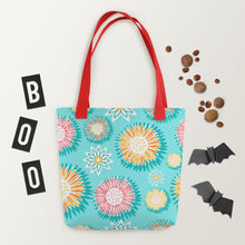Load image into Gallery viewer, Floral Pops Mint Tote Bag
