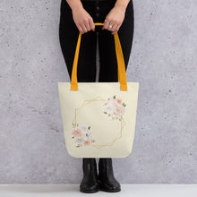 Load image into Gallery viewer, Floral Twins Apricot White Tote Bag