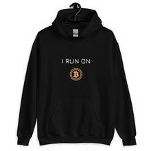 Load image into Gallery viewer, I Run On Bitcoin Crypto Coin Unisex Hoodie - Model WFOGCC
