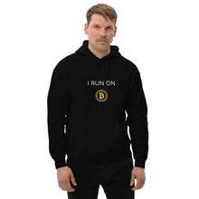 Load image into Gallery viewer, I Run On Bitcoin Crypto Coin Unisex Hoodie - Model WFOGCC