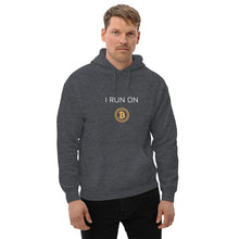 Load image into Gallery viewer, I Run On Bitcoin Crypto Coin Unisex Hoodie - Model WFOGCC
