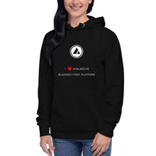 Load image into Gallery viewer, I Love Avalanche Unisex Hoodie - Model TAWBHWWF