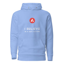 Load image into Gallery viewer, Avalanche I believe In A DeFi Future Unisex Hoodie - Model WARBWWF