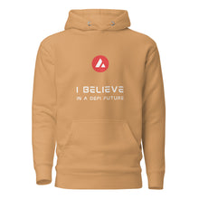 Load image into Gallery viewer, Avalanche I believe In A DeFi Future Unisex Hoodie - Model WARBWWF