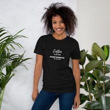 Load image into Gallery viewer, Unisex T-Shirt - Coffee In One Hand Confidence In The Other All White Print