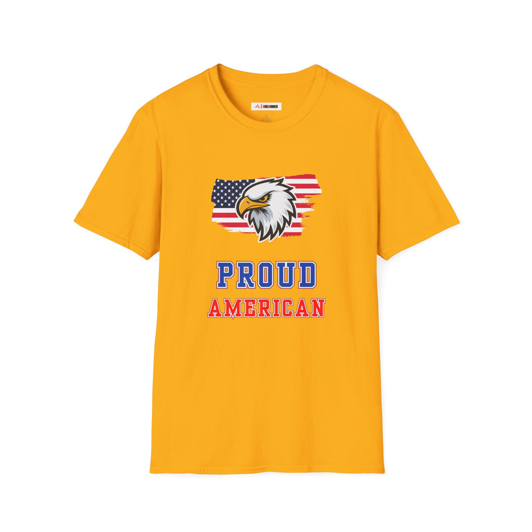 Proud American Unisex T-Shirt - Eagle On American Flag