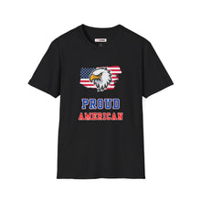 Load image into Gallery viewer, Proud American Unisex T-Shirt - Eagle On American Flag
