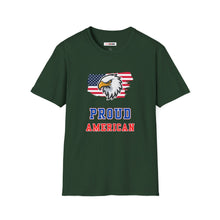 Load image into Gallery viewer, Proud American Unisex T-Shirt - Eagle On American Flag
