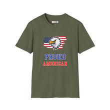 Load image into Gallery viewer, Proud American Unisex T-Shirt - Eagle On American Flag
