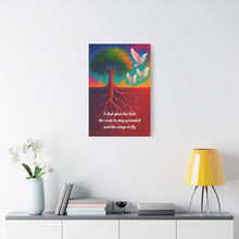 Load image into Gallery viewer, Gratitude for Fathers Wall Canvas - A dad gives his kids the roots to stay grounded and the wings to fly
