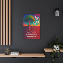 Load image into Gallery viewer, Gratitude for Fathers Wall Canvas - A dad gives his kids the roots to stay grounded and the wings to fly
