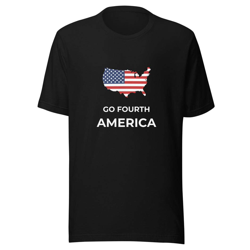 Go Fourth America with Map Unisex T-Shirt