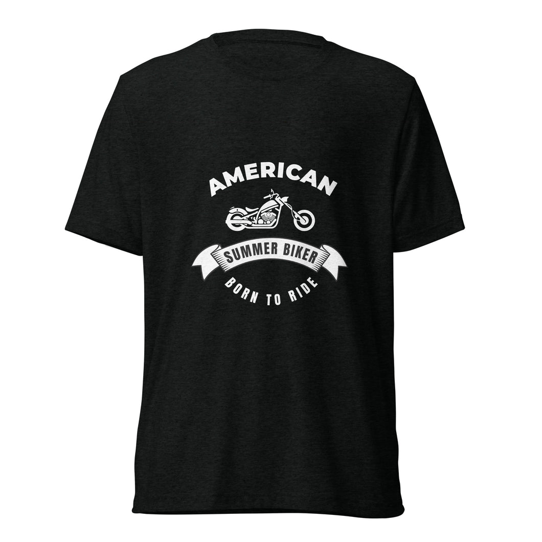 American Summer Biker White Print Men's T-Shirt