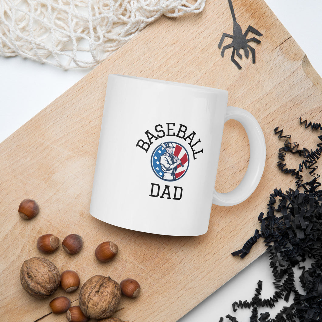 Baseball Dad White Glossy Mug