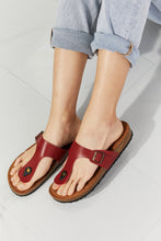 Load image into Gallery viewer, Drift Away T-Strap Flip-Flop in Wine Color
