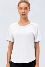 Load image into Gallery viewer, Curved Hem Raglan Sleeve Athletic T-Shirt For Women
