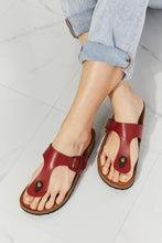 Load image into Gallery viewer, Drift Away T-Strap Flip-Flop in Wine Color
