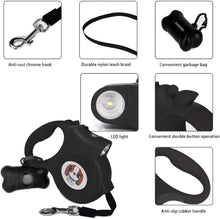 Load image into Gallery viewer, Retractable Nylon Dog Leash - Blue - With LED Flashlight
