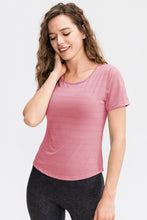 Load image into Gallery viewer, Breathable Cutout Curved Hem Active T-Shirt
