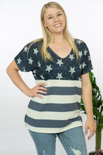 Load image into Gallery viewer, BiBi Home of the Brave Flag Print Tee
