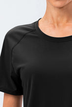 Load image into Gallery viewer, Curved Hem Raglan Sleeve Athletic T-Shirt For Women
