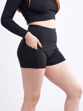 Load image into Gallery viewer, High-Waisted Athletic Shorts with Side Pockets
