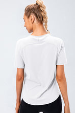Load image into Gallery viewer, Curved Hem Raglan Sleeve Athletic T-Shirt For Women
