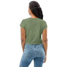 Load image into Gallery viewer, Hikerunner Women&#39;s Olive Green Crop Tee - MTF Quote
