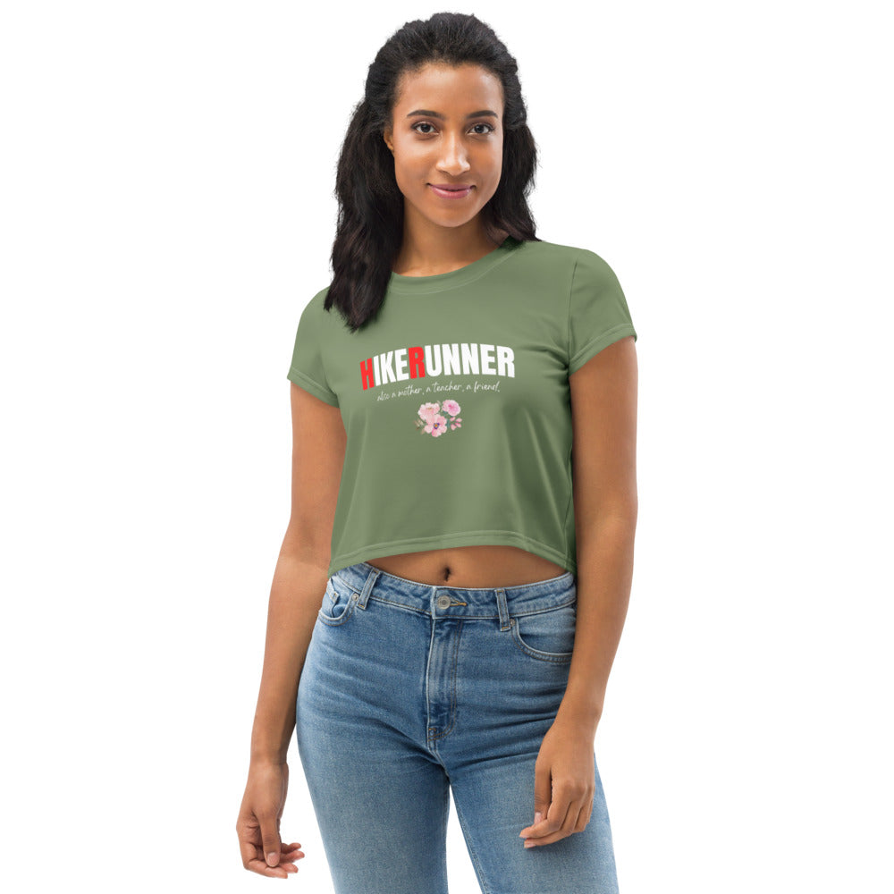 Hikerunner Women's Olive Green Crop Tee - MTF Quote