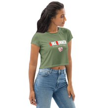 Load image into Gallery viewer, Hikerunner Women&#39;s Olive Green Crop Tee - MTF Quote
