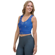 Load image into Gallery viewer, Women&#39;s Stars on Blue Crop Top
