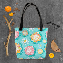 Load image into Gallery viewer, Floral Pops Mint Tote Bag
