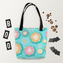 Load image into Gallery viewer, Floral Pops Mint Tote Bag
