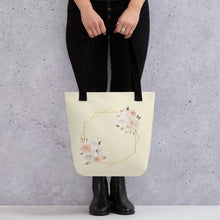 Load image into Gallery viewer, Floral Twins Apricot White Tote Bag
