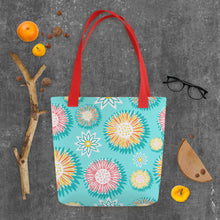 Load image into Gallery viewer, Floral Pops Mint Tote Bag
