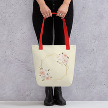 Load image into Gallery viewer, Floral Twins Apricot White Tote Bag
