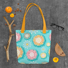 Load image into Gallery viewer, Floral Pops Mint Tote Bag
