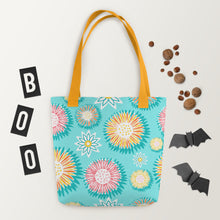 Load image into Gallery viewer, Floral Pops Mint Tote Bag
