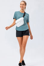 Load image into Gallery viewer, Curved Hem Raglan Sleeve Athletic T-Shirt For Women

