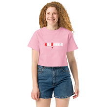 Load image into Gallery viewer, Hikerunner Champion Crop Top LMTO White Print
