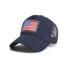 Load image into Gallery viewer, American Flag Trucker Hat with Adjustable Strap
