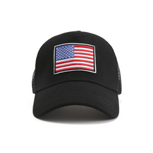 Load image into Gallery viewer, American Flag Trucker Hat with Adjustable Strap
