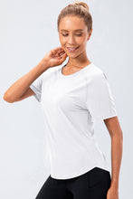 Load image into Gallery viewer, Curved Hem Raglan Sleeve Athletic T-Shirt For Women

