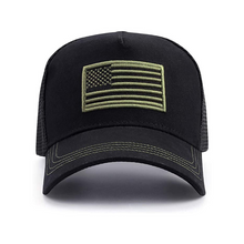 Load image into Gallery viewer, American Flag Trucker Hat with Adjustable Strap

