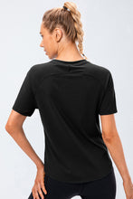Load image into Gallery viewer, Curved Hem Raglan Sleeve Athletic T-Shirt For Women
