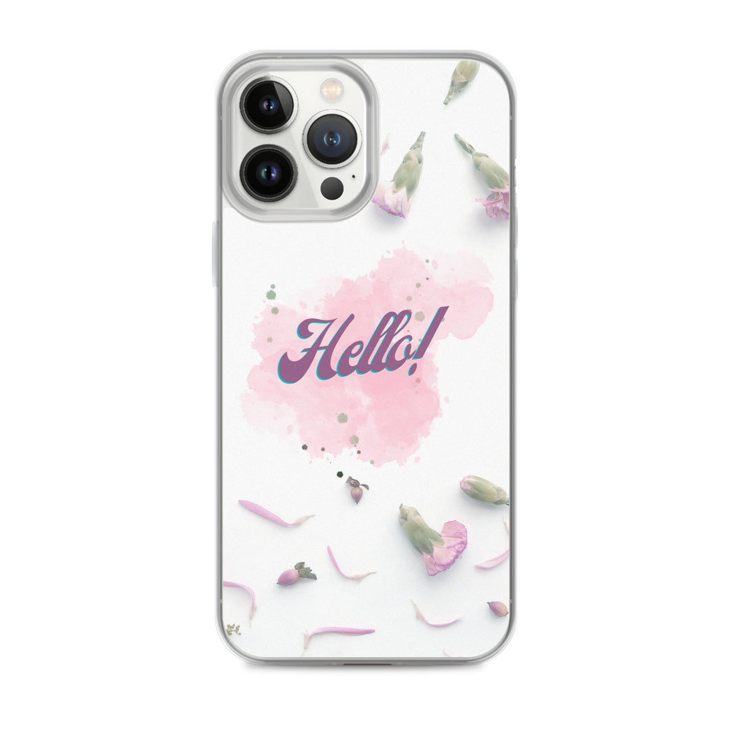 Purple Hello Pink Flowers Phone Case For iPhone 13 Pro Max iPhone 13 Pro And Other iPhone Models