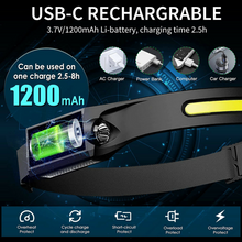 Load image into Gallery viewer, USB Rechargeable COB LED Headlamp Flashlight Multipurpose Use
