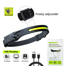 Load image into Gallery viewer, USB Rechargeable COB LED Headlamp Flashlight Multipurpose Use
