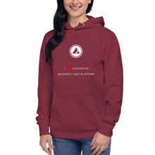 Load image into Gallery viewer, I Love Avalanche Unisex Hoodie - Model TAWBHWWF
