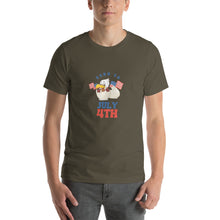 Load image into Gallery viewer, Born On July 4th Unisex T-Shirt Blue Red Print
